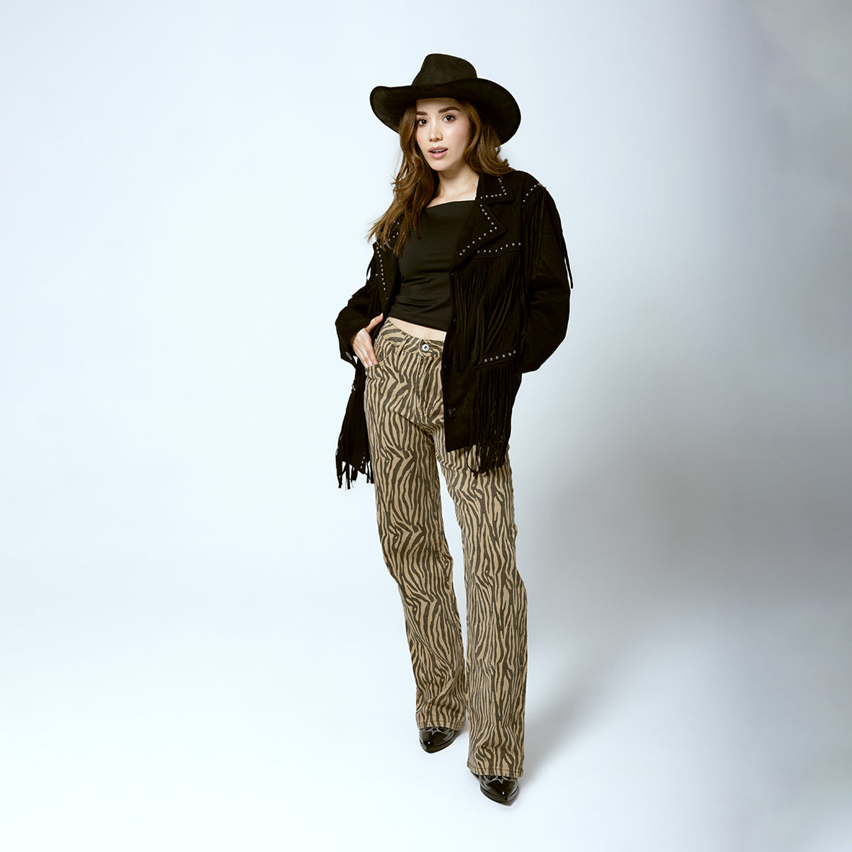 Pantalón Sofía zebra negro