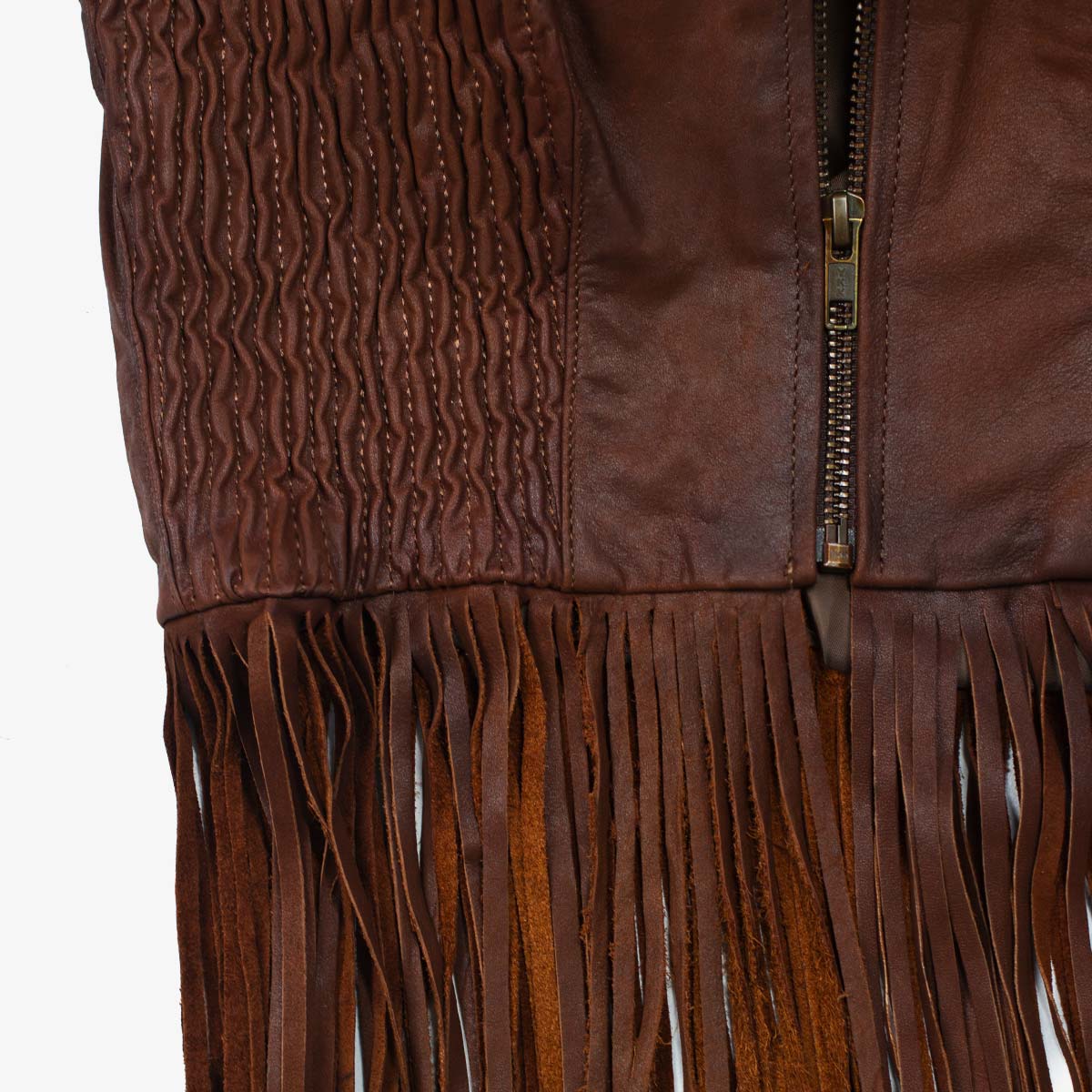 CHALECO PIEL ALONDRA ORO VIEJO NARANJA