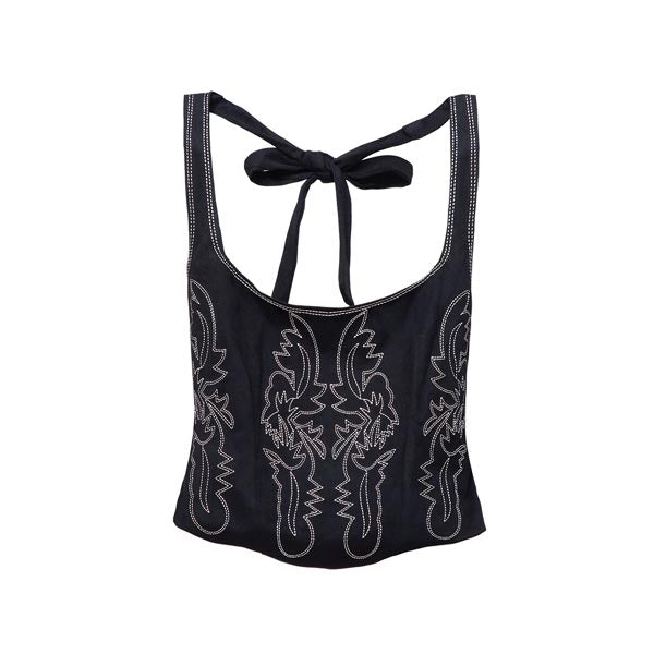 Top Regina negro con bordado