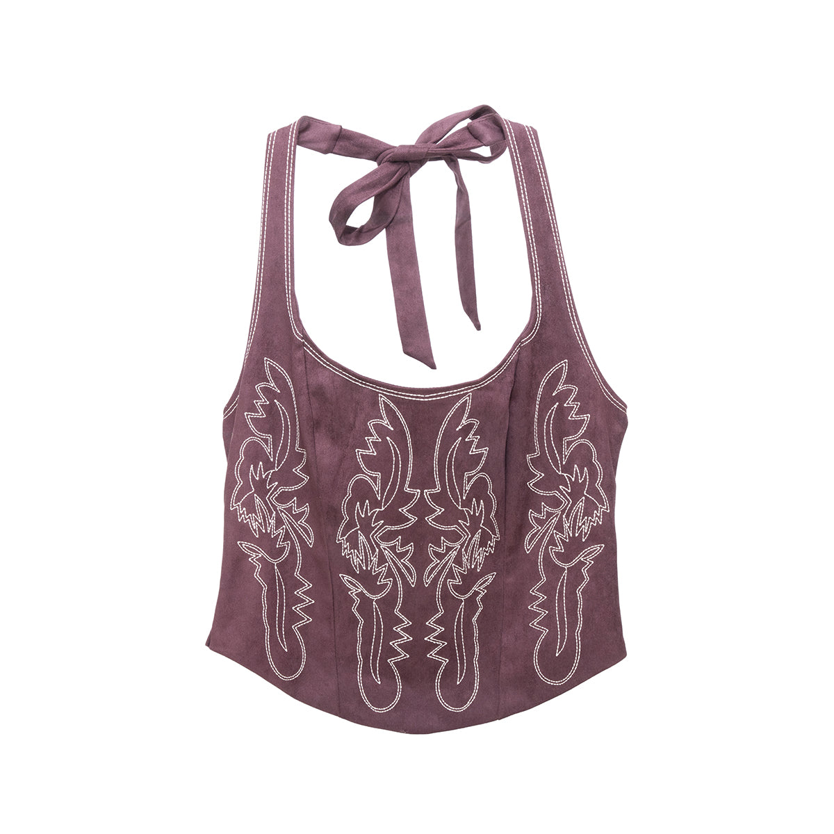 Top Regina café con bordado