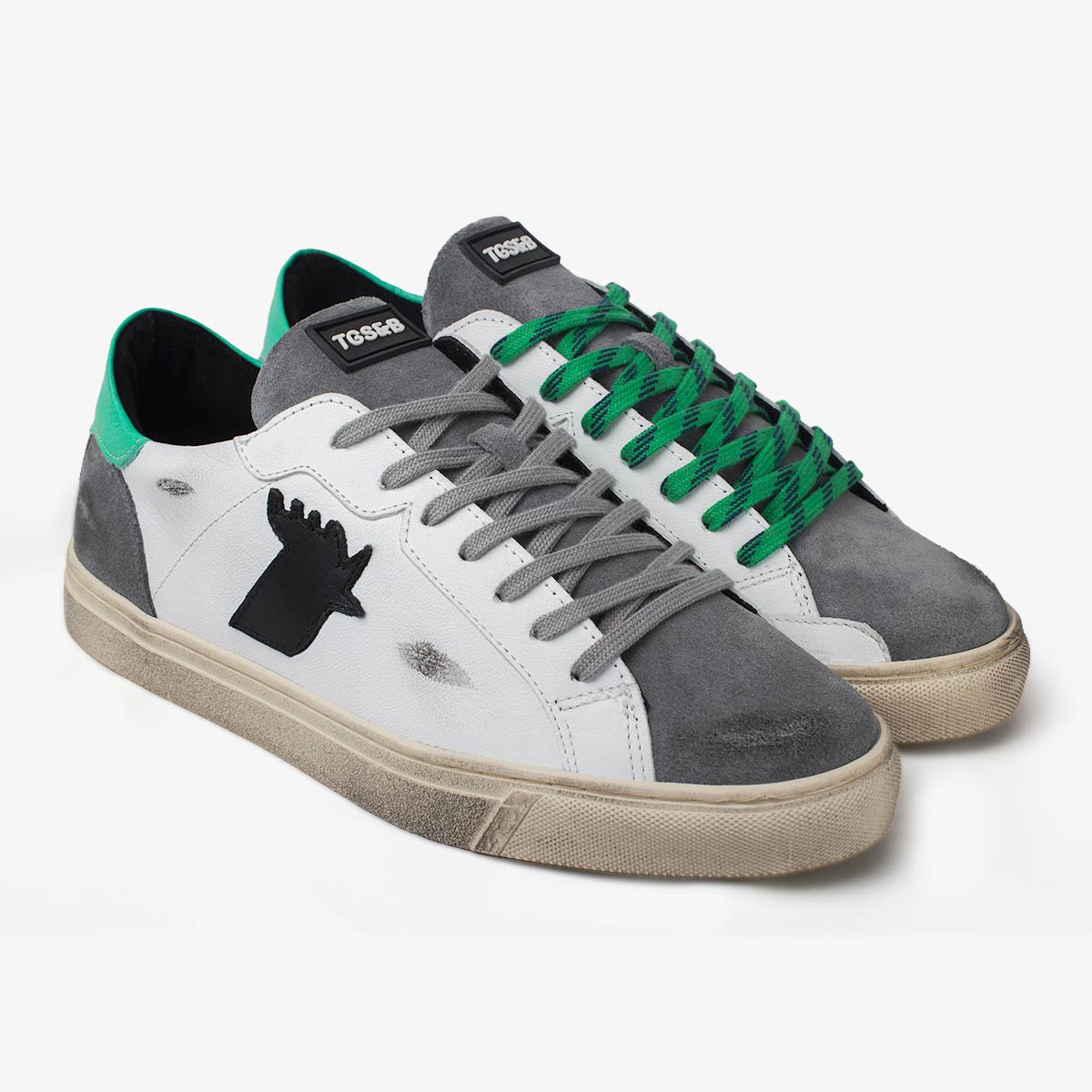 SNEAKER CABALLERO ROOSTER WHITE GREEN GRAY