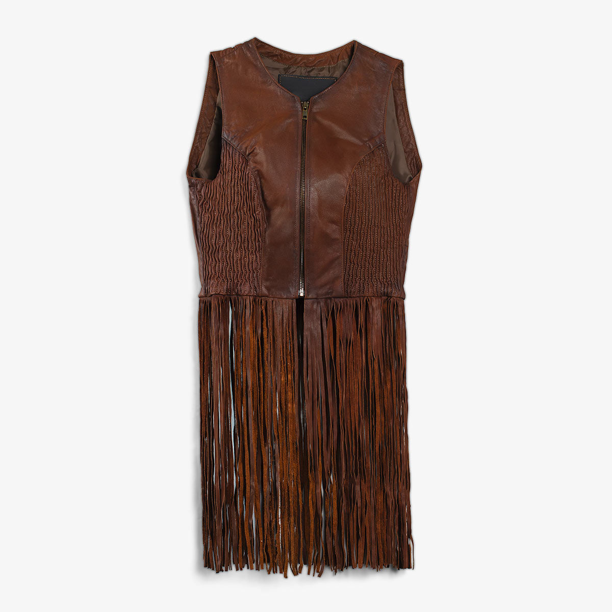 CHALECO PIEL ALONDRA ORO VIEJO NARANJA