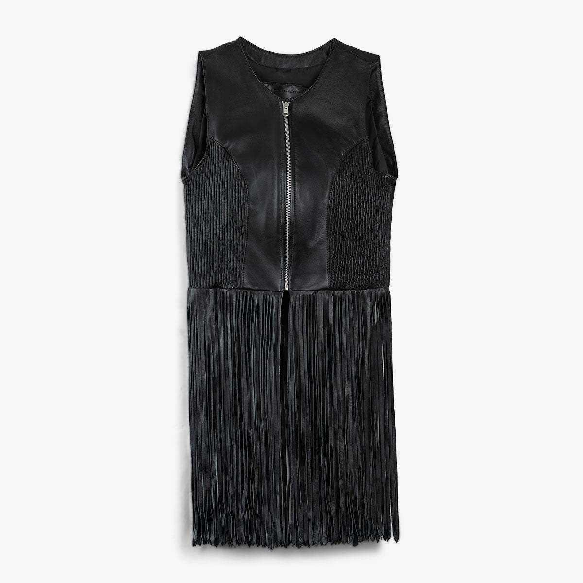 CHALECO PIEL ALONDRA ORO VIEJO NEGRO